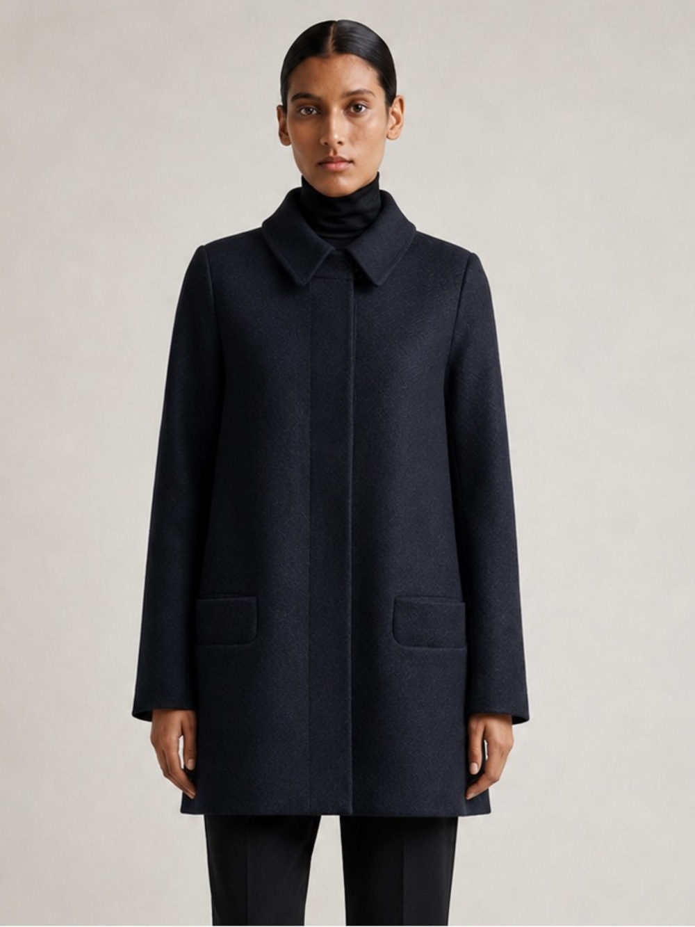 COS Tailored Wool Jacket Coat Dark Navy Size 4